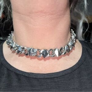 Silver Studded Choker Necklace